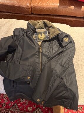 Belstaff Black Jacket with Olive Collar